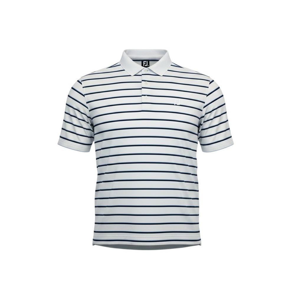FootJoy Mens XL Striped Golf Polo White‎ Navy Texas A&M Traditions Club Logo